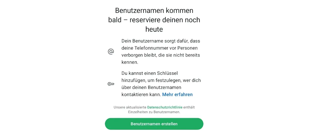 WhatsApp macht die Handynummer unsichtbar – die Benutzernamen kommen